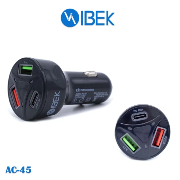 Cargador Para Auto Ibek 45W  AC-45