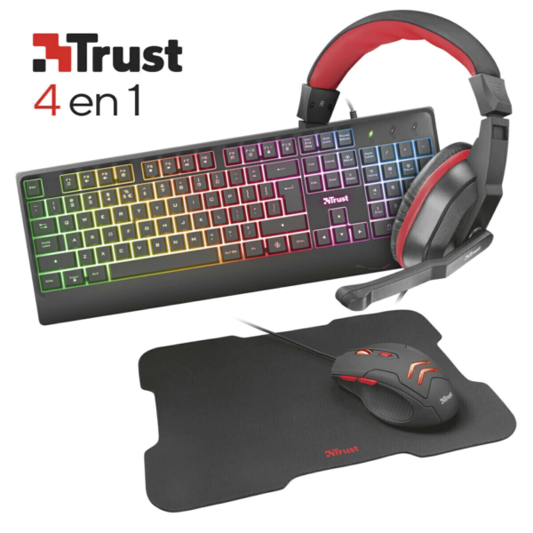 Combo Trust Ziva 4en1 (Teclado - Mouse - Auricular - Pad Mouse) - Imagen 2