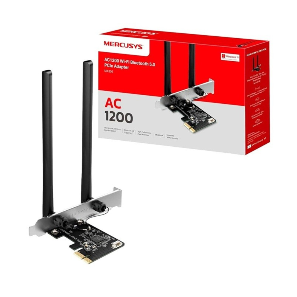 Placa De Red Mercusys PCIe MA30E AC1200 Dual Band - Bluetooth