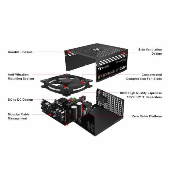 Fuente Thermaltake Toughpower GF1 850W 80 Plus Gold Modular - Imagen 5