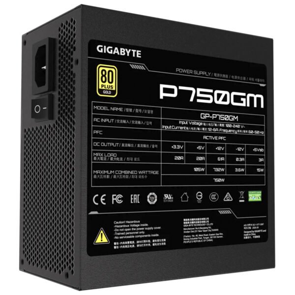 Fuente Gigabyte 750W GP-P750GM 80 Plus Gold - Imagen 3