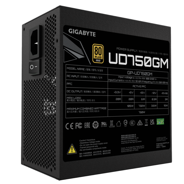 Fuente Gigabyte 750W GP-UD750GM 80 Plus Gold - Imagen 4